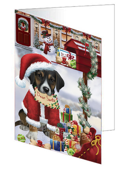 Christmas Dear Santa Mailbox American English Foxhound Dog Handmade Artwork Assorted Pets Greeting Cards and Note Cards with Envelopes for All Occasions and Holiday Seasons