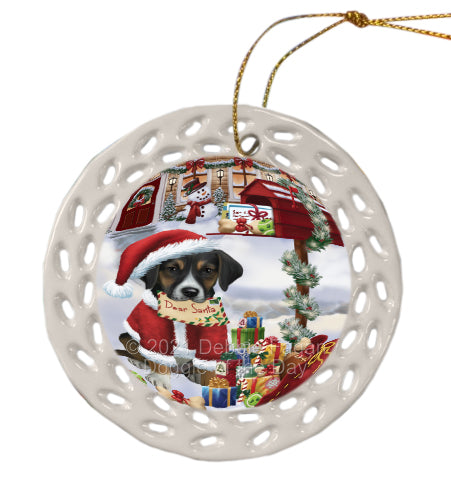 Christmas Dear Santa Mailbox American English Foxhound Dog Doily Ornament DPOR58647