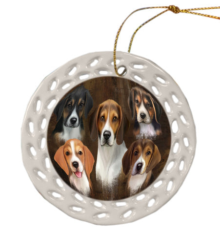 Rustic 5 Heads American English Foxhound Dogs Doily Ornament DPOR58664