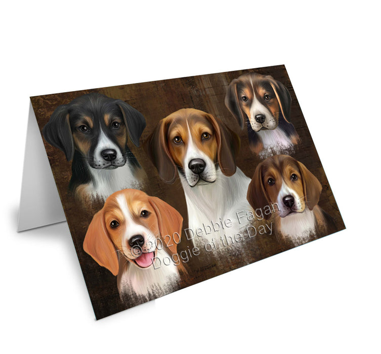 Rustic 5 Heads American English Foxhound Dogs Handmade Artwork Assorted Pets Greeting Cards and Note Cards with Envelopes for All Occasions and Holiday Seasons