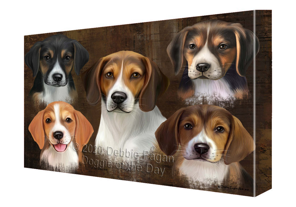 Rustic 5 Heads American English Foxhound Dogs Canvas Wall Art - Premium Quality Ready to Hang Room Decor Wall Art Canvas - Unique Animal Printed Digital Painting for Decoration