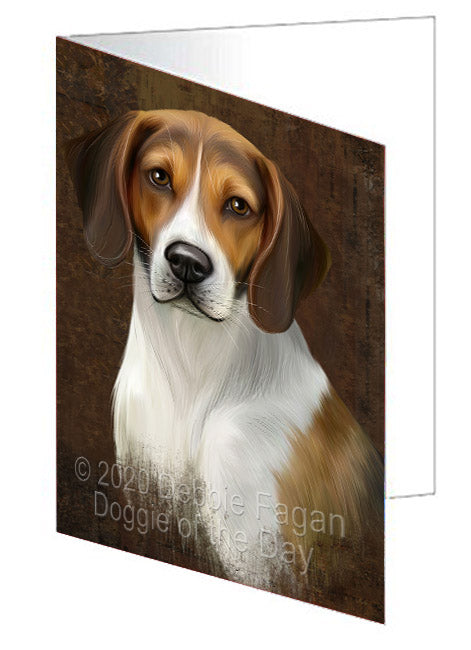 Rustic American English Foxhound Dog Handmade Artwork Assorted Pets Greeting Cards and Note Cards with Envelopes for All Occasions and Holiday Seasons