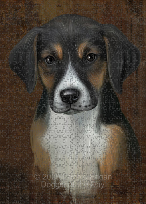 Rustic American English Foxhound Dog Portrait Jigsaw Puzzle for Adults Animal Interlocking Puzzle Game Unique Gift for Dog Lover's with Metal Tin Box PZL492