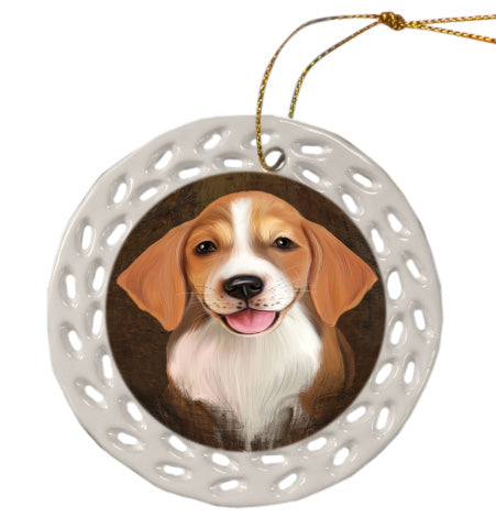 Rustic American English Foxhound Dog Doily Ornament DPOR58620