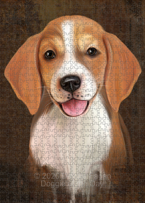 Rustic American English Foxhound Dog Portrait Jigsaw Puzzle for Adults Animal Interlocking Puzzle Game Unique Gift for Dog Lover's with Metal Tin Box PZL493