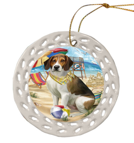 Pet Friendly Beach American English Foxhound Dog Doily Ornament DPOR58525