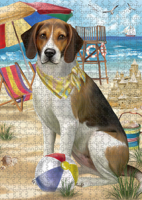 Pet Friendly Beach American English Foxhound Dog Portrait Jigsaw Puzzle for Adults Animal Interlocking Puzzle Game Unique Gift for Dog Lover's with Metal Tin Box PZL419