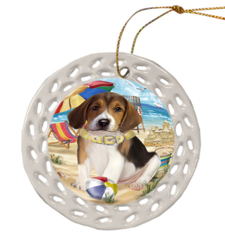 Pet Friendly Beach American English Foxhound Dog Doily Ornament DPOR58526