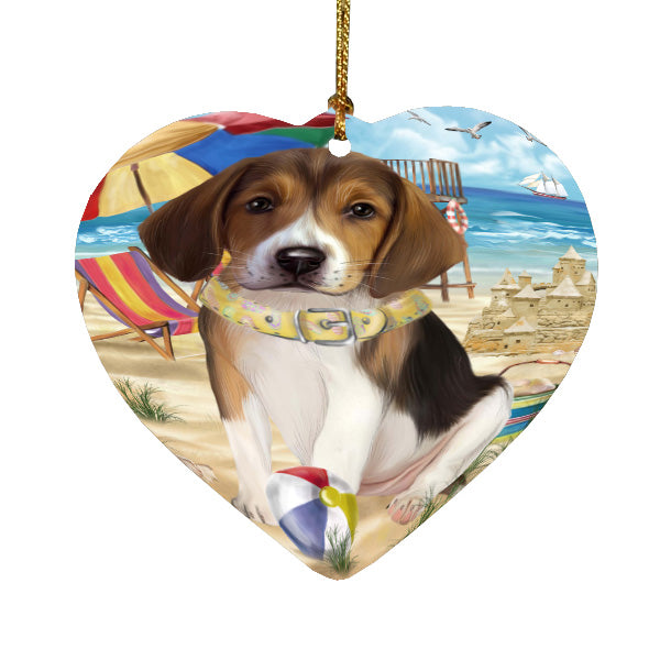 Pet Friendly Beach American English Foxhound Dog  Heart Christmas Ornament HPORA58875