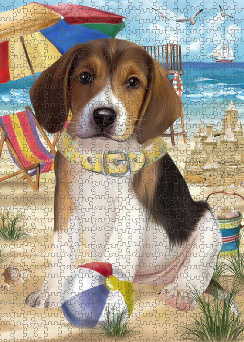 Pet Friendly Beach American English Foxhound Dog Portrait Jigsaw Puzzle for Adults Animal Interlocking Puzzle Game Unique Gift for Dog Lover's with Metal Tin Box PZL420