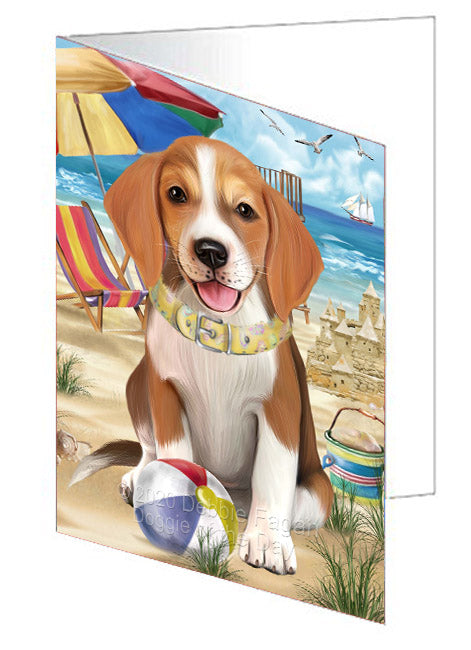 Pet Friendly Beach American English Foxhound Dog Handmade Artwork Assorted Pets Greeting Cards and Note Cards with Envelopes for All Occasions and Holiday Seasons