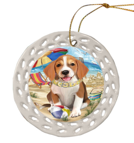 Pet Friendly Beach American English Foxhound Dog Doily Ornament DPOR58527