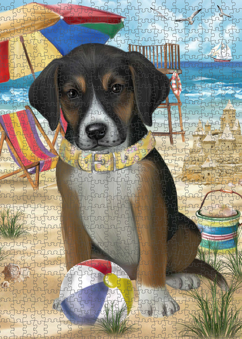 Pet Friendly Beach American English Foxhound Dog Portrait Jigsaw Puzzle for Adults Animal Interlocking Puzzle Game Unique Gift for Dog Lover's with Metal Tin Box PZL422
