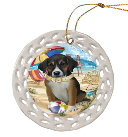 Pet Friendly Beach American English Foxhound Dog Doily Ornament DPOR58528