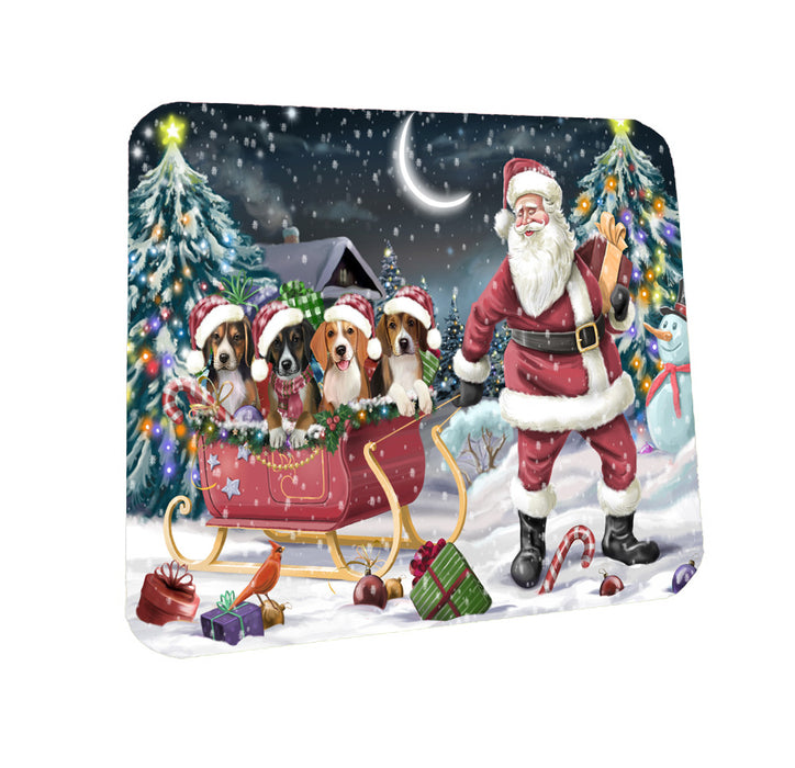 Christmas Santa Sled American English Foxhound Dogs Coasters Set of 4 CSTA58436