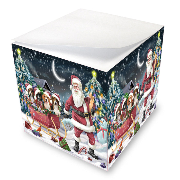 Christmas Santa Sled American English Foxhound Dogs Note Cube NOC-DOTD-A57477