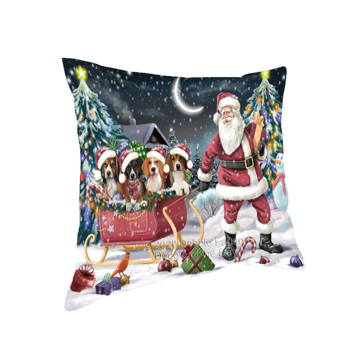 Christmas Santa Sled American English Foxhound Dogs Pillow with Top Quality High-Resolution Images - Ultra Soft Pet Pillows for Sleeping - Reversible & Comfort - Ideal Gift for Dog Lover - Cushion for Sofa Couch Bed - 100% Polyester