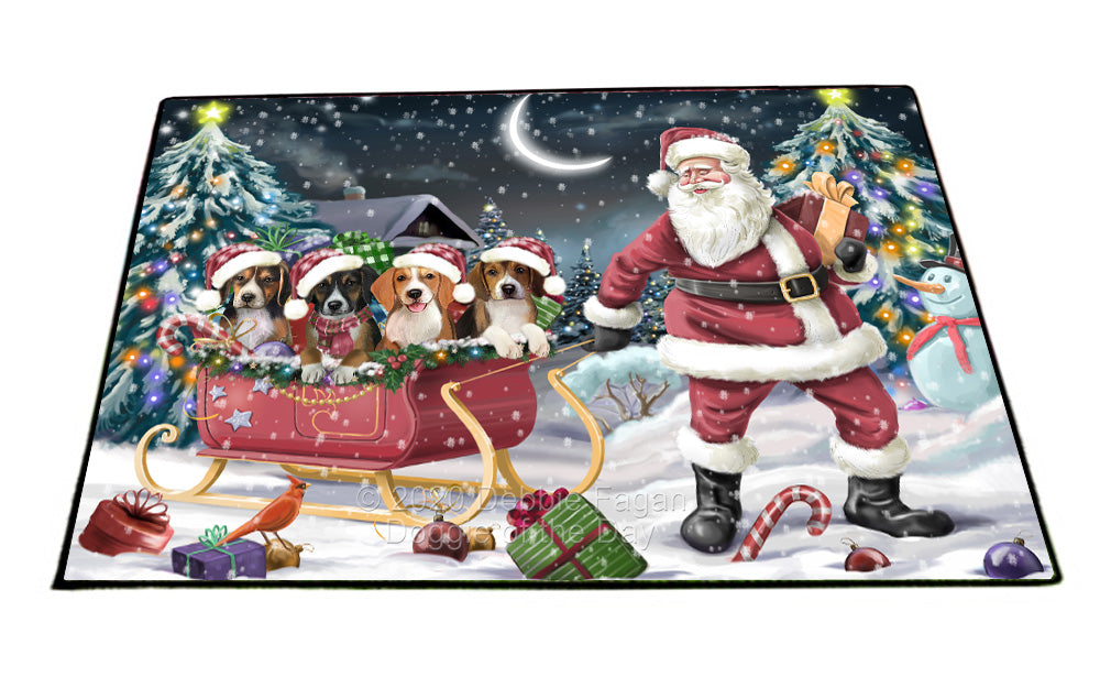 Christmas Santa Sled American English Foxhound Dogs Floormat FLMS55786