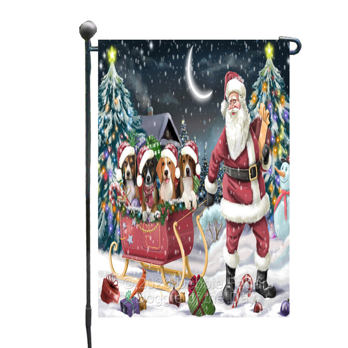 Christmas Santa Sled American English Foxhound Dogs Garden Flags Outdoor Decor for Homes and Gardens Double Sided Garden Yard Spring Decorative Vertical Home Flags Garden Porch Lawn Flag for Decorations