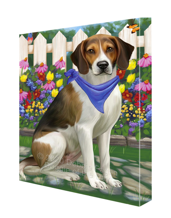 Spring Floral American English Foxhound Dog Canvas Wall Art - Premium Quality Ready to Hang Room Decor Wall Art Canvas - Unique Animal Printed Digital Painting for Decoration CVS471