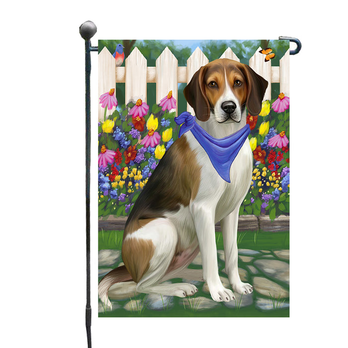 Spring Floral American English Foxhound Dog Garden Flags Outdoor Decor for Homes and Gardens Double Sided Garden Yard Spring Decorative Vertical Home Flags Garden Porch Lawn Flag for Decorations GFLG68264