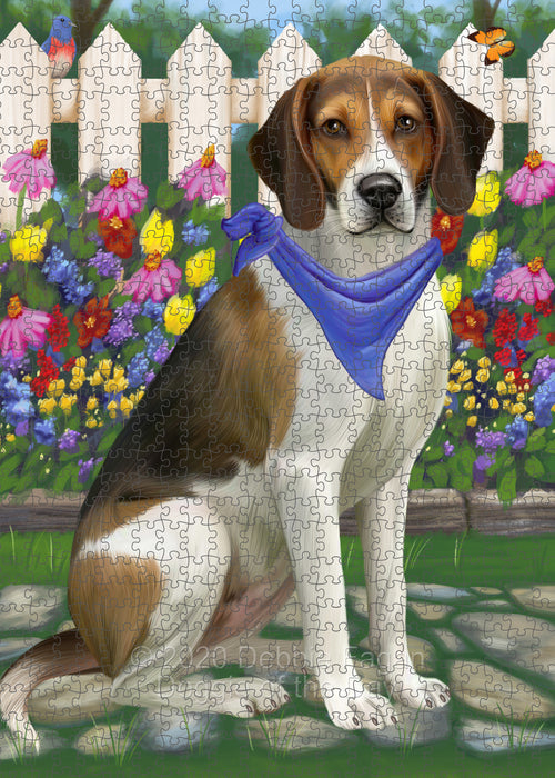 Spring Floral American English Foxhound Dog Portrait Jigsaw Puzzle for Adults Animal Interlocking Puzzle Game Unique Gift for Dog Lover's with Metal Tin Box PZL766