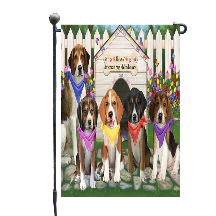 Spring Dog House American English Foxhound Dogs Garden Flags Outdoor Decor for Homes and Gardens Double Sided Garden Yard Spring Decorative Vertical Home Flags Garden Porch Lawn Flag for Decorations