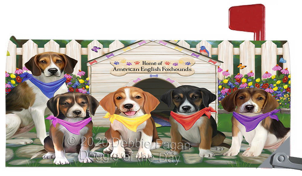 Spring Dog House American English Foxhound Dogs Magnetic Mailbox Cover Both Sides Pet Theme Printed Decorative Letter Box Wrap Case Postbox Thick Magnetic Vinyl Material