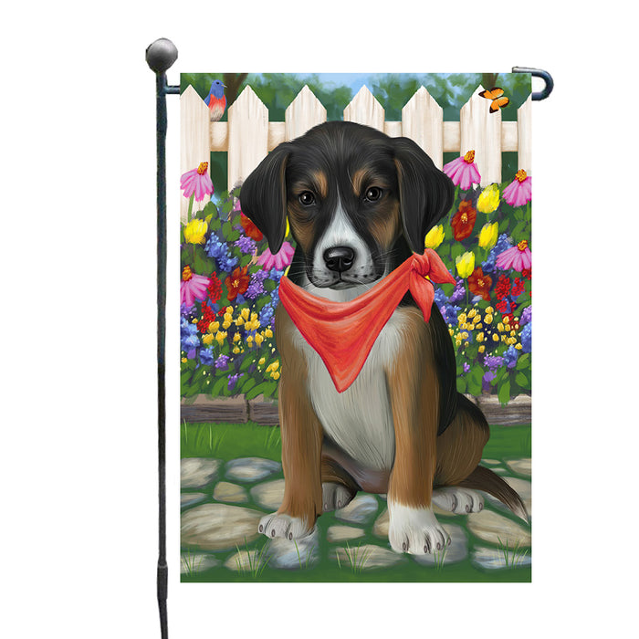 Spring Floral American English Foxhound Dog Garden Flags Outdoor Decor for Homes and Gardens Double Sided Garden Yard Spring Decorative Vertical Home Flags Garden Porch Lawn Flag for Decorations GFLG68267