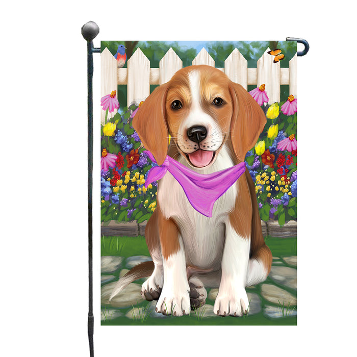Spring Floral American English Foxhound Dog Garden Flags Outdoor Decor for Homes and Gardens Double Sided Garden Yard Spring Decorative Vertical Home Flags Garden Porch Lawn Flag for Decorations GFLG68265