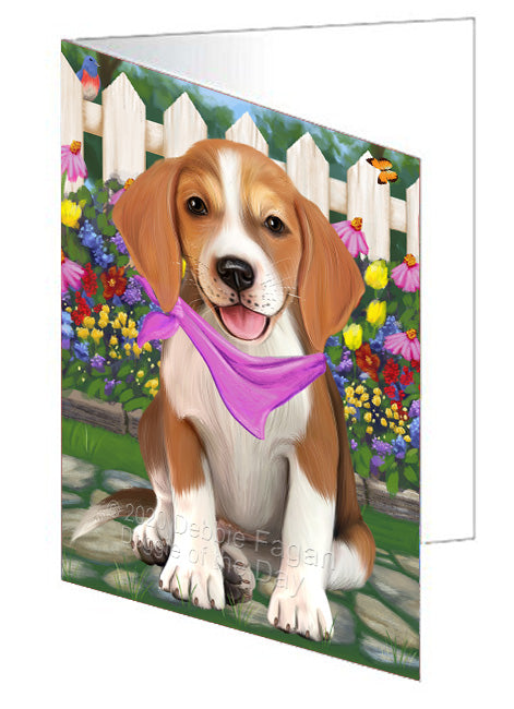 Spring Floral American English Foxhound Dog Handmade Artwork Assorted Pets Greeting Cards and Note Cards with Envelopes for All Occasions and Holiday Seasons
