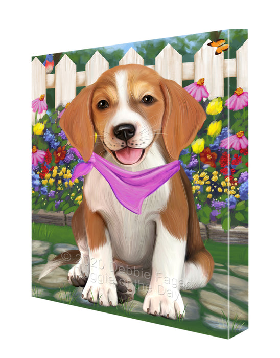Spring Floral American English Foxhound Dog Canvas Wall Art - Premium Quality Ready to Hang Room Decor Wall Art Canvas - Unique Animal Printed Digital Painting for Decoration CVS472