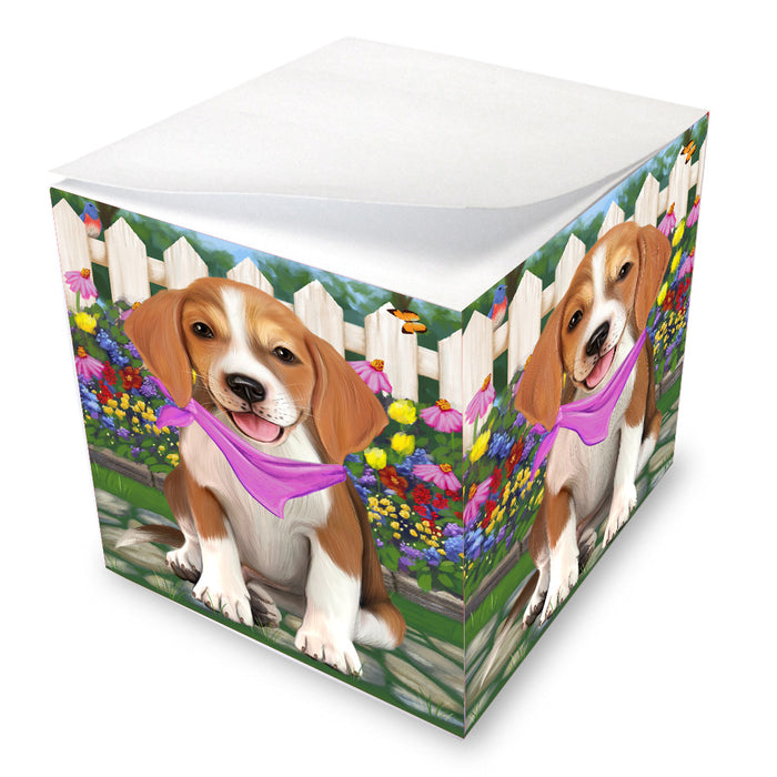 Spring Floral American English Foxhound Dog Note Cube NOC-DOTD-A57570