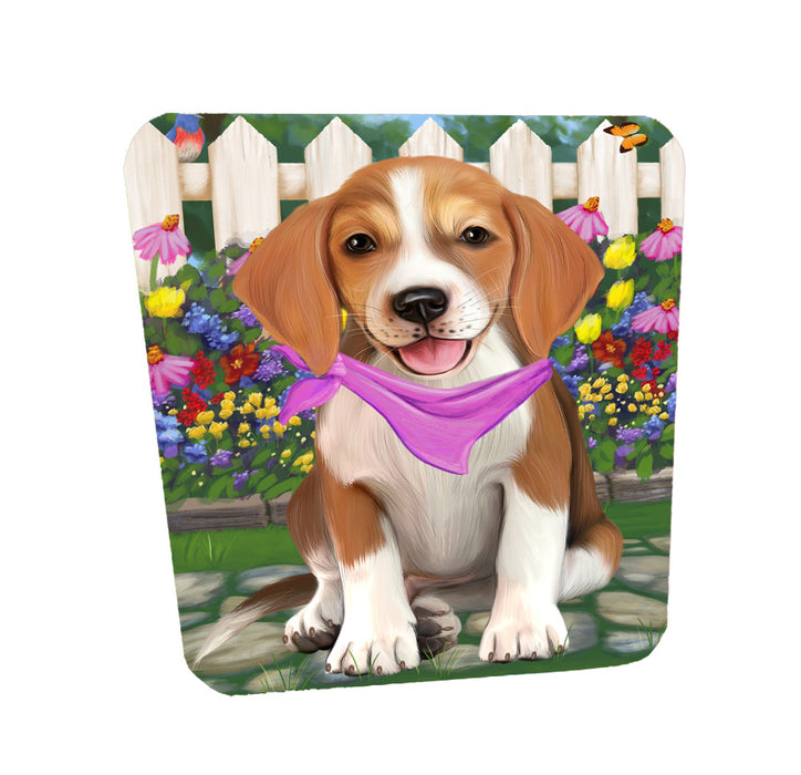 Spring Floral American English Foxhound Dog Coasters Set of 4 CSTA58529