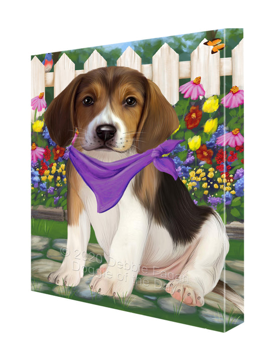 Spring Floral American English Foxhound Dog Canvas Wall Art - Premium Quality Ready to Hang Room Decor Wall Art Canvas - Unique Animal Printed Digital Painting for Decoration CVS473