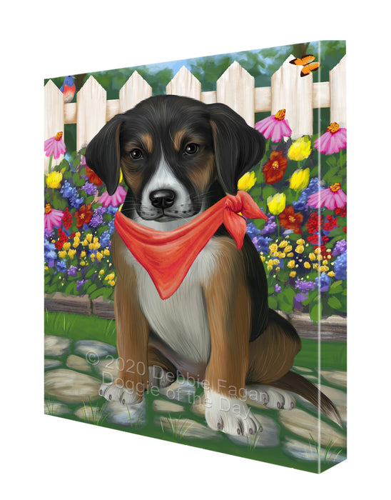Spring Floral American English Foxhound Dog Canvas Wall Art - Premium Quality Ready to Hang Room Decor Wall Art Canvas - Unique Animal Printed Digital Painting for Decoration CVS474