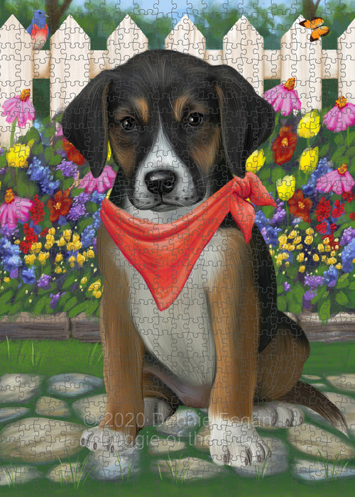 Spring Floral American English Foxhound Dog Portrait Jigsaw Puzzle for Adults Animal Interlocking Puzzle Game Unique Gift for Dog Lover's with Metal Tin Box PZL769