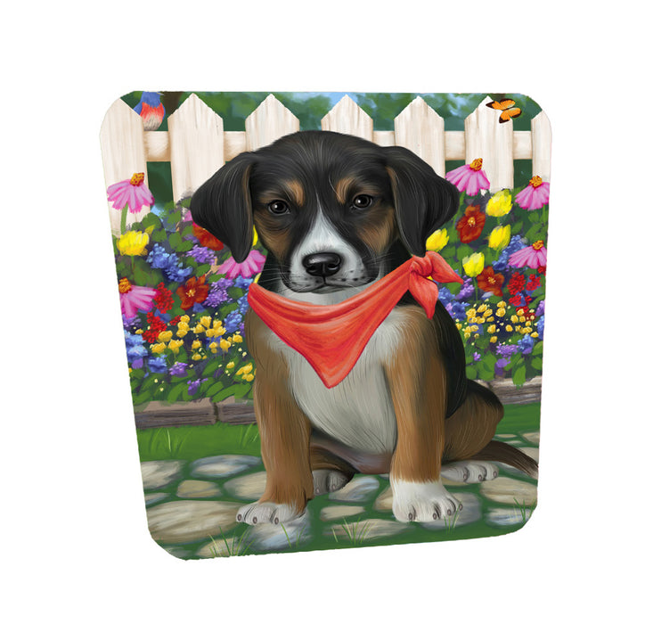 Spring Floral American English Foxhound Dog Coasters Set of 4 CSTA58531
