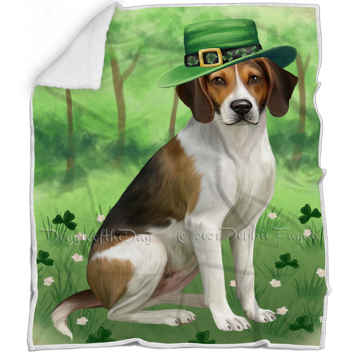 St. Patricks Day Irish Portrait American English Foxhound Dog Blanket BLNKT142305