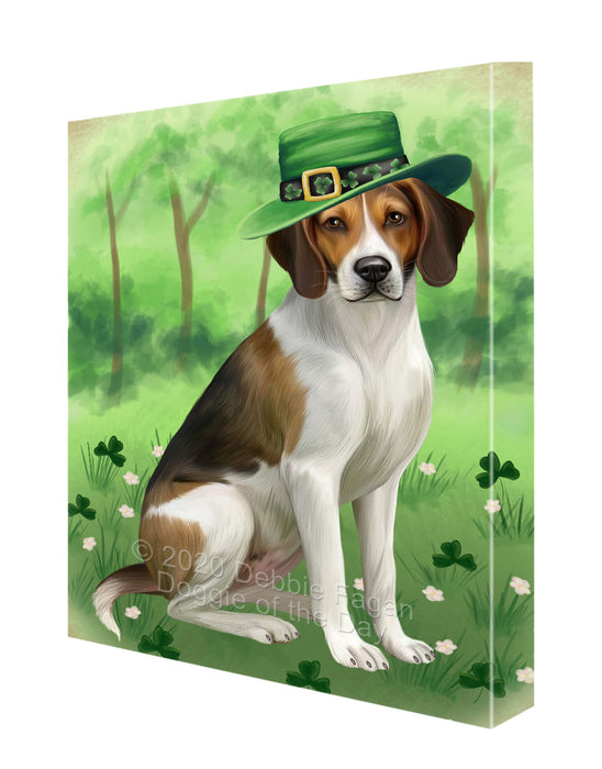 St. Patrick's Day American English Foxhound Dog Canvas Wall Art - Premium Quality Ready to Hang Room Decor Wall Art Canvas - Unique Animal Printed Digital Painting for Decoration CVS696