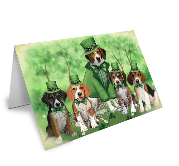St. Patrick's Day Family American English Foxhound Dogs Handmade Artwork Assorted Pets Greeting Cards and Note Cards with Envelopes for All Occasions and Holiday Seasons