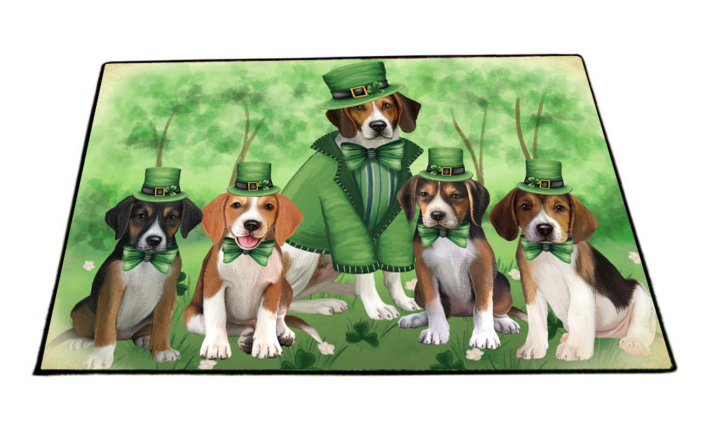 St. Patrick's Day Family American English Foxhound Dogs Floor Mat- Anti-Slip Pet Door Mat Indoor Outdoor Front Rug Mats for Home Outside Entrance Pets Portrait Unique Rug Washable Premium Quality Mat