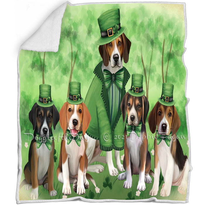 St. Patricks Day Irish Portrait American English Foxhound Dogs Blanket BLNKT142306