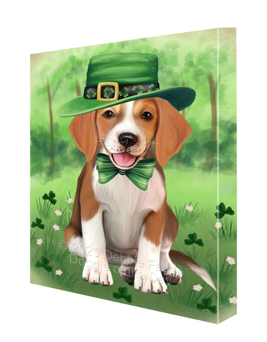 St. Patrick's Day American English Foxhound Dog Canvas Wall Art - Premium Quality Ready to Hang Room Decor Wall Art Canvas - Unique Animal Printed Digital Painting for Decoration CVS697