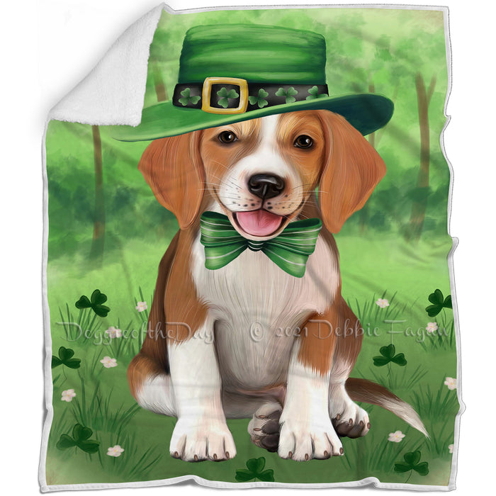 St. Patricks Day Irish Portrait American English Foxhound Dogs Blanket BLNKT142307