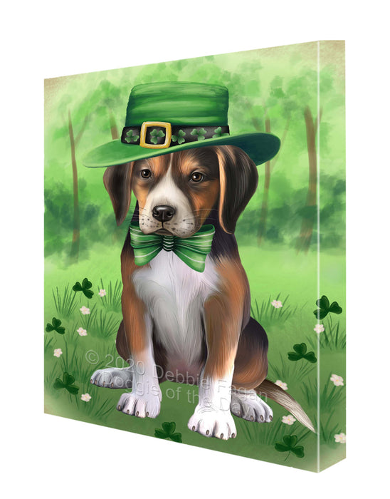 St. Patrick's Day American English Foxhound Dog Canvas Wall Art - Premium Quality Ready to Hang Room Decor Wall Art Canvas - Unique Animal Printed Digital Painting for Decoration CVS698