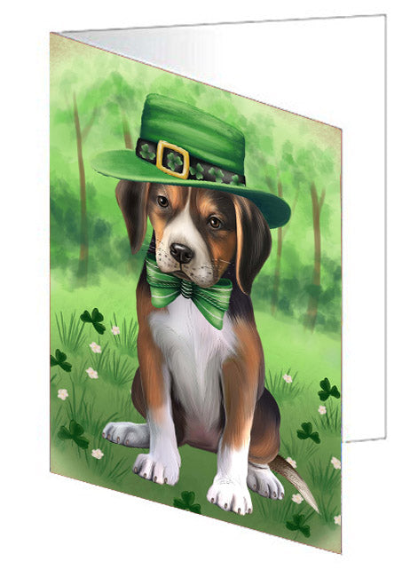 St. Patrick's Day American English Foxhound Dog Handmade Artwork Assorted Pets Greeting Cards and Note Cards with Envelopes for All Occasions and Holiday Seasons