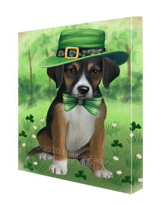 St. Patrick's Day American English Foxhound Dog Canvas Wall Art - Premium Quality Ready to Hang Room Decor Wall Art Canvas - Unique Animal Printed Digital Painting for Decoration CVS699