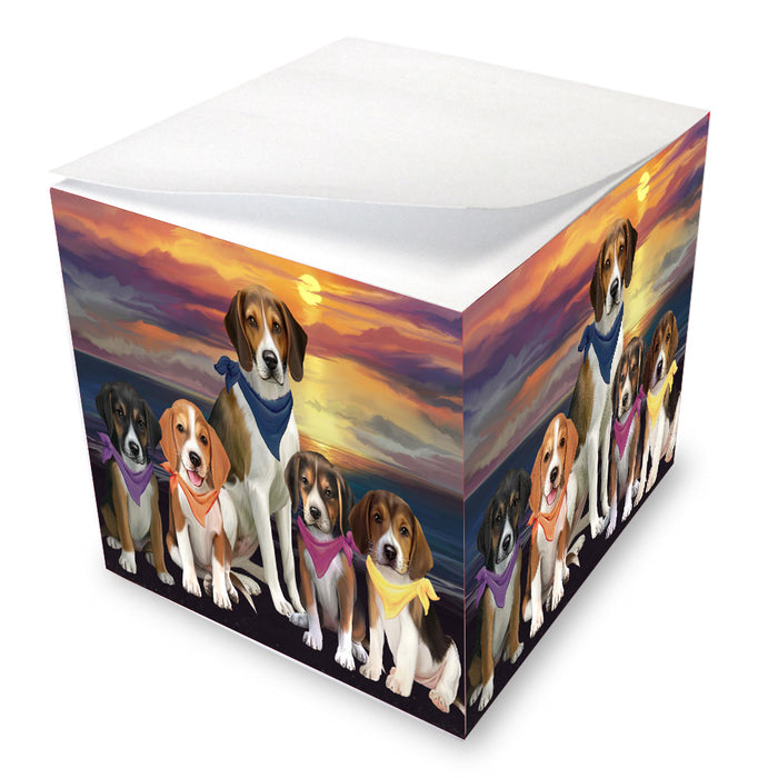 Family Sunset Portrait American English Foxhound Dogs Note Cube NOC-DOTD-A57510