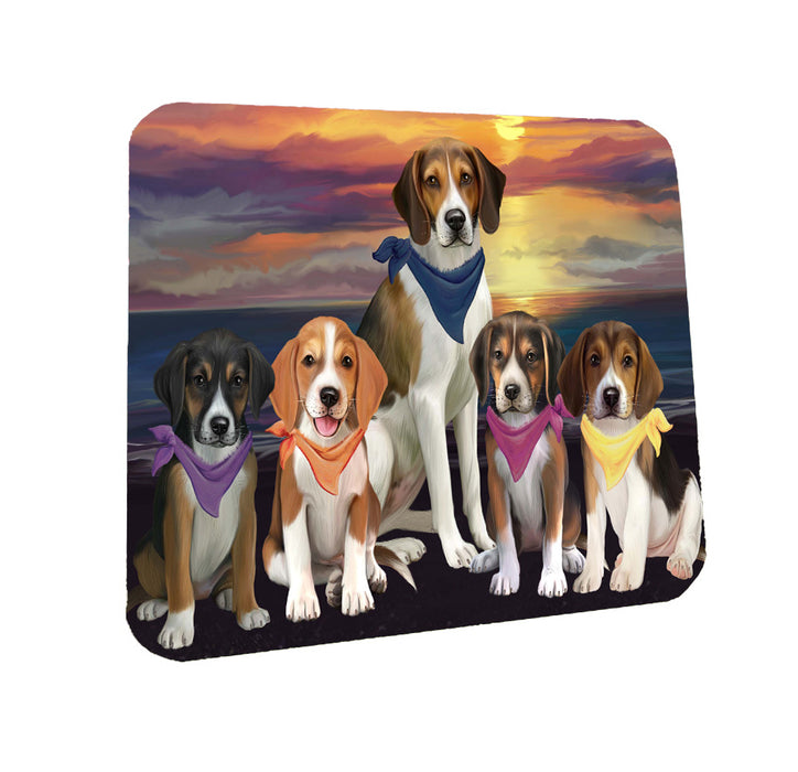 Family Sunset Portrait American English Foxhound Dogs Coasters Set of 4 CSTA58469